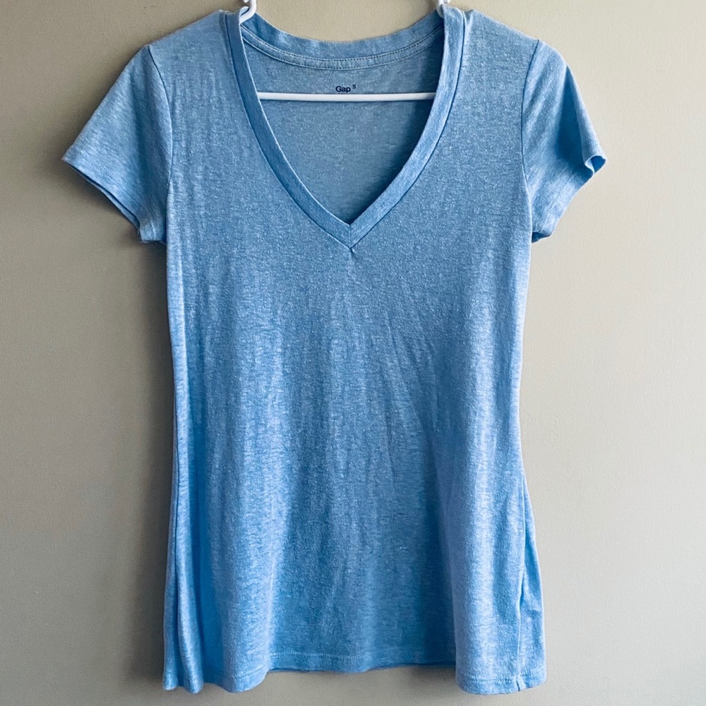Gap Short Sleeve V-Neck T-Shirt, Baby Blue, Small